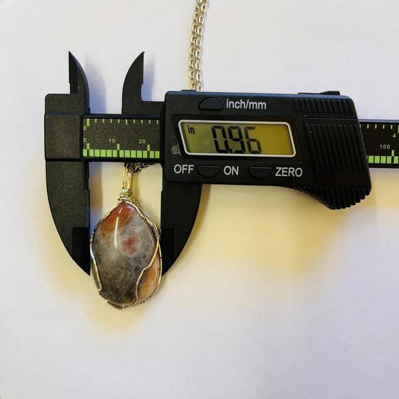 Handcrafted Wire Wrapped Agate Necklace Pendant Oval Cabochon - Picture 3 of 3